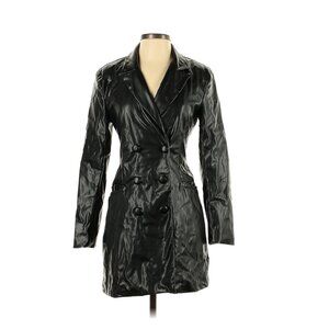Faux leather jacket with open back
